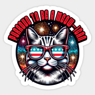 Proud American Cat Pun Sticker